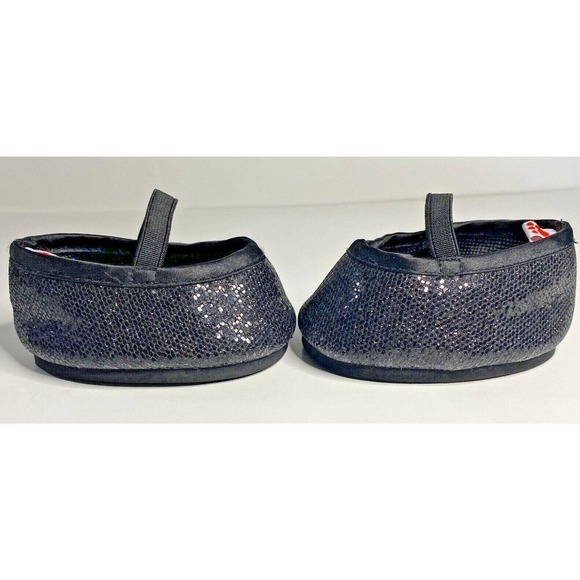 Build A Bear Shoes Black Sparkle Flats BAB Accessories Replacement Mary Janes - Picture 4 of 9